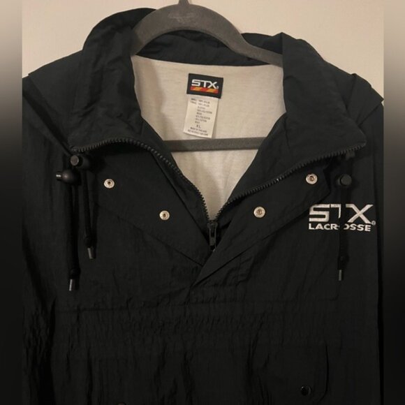 Vintage STX Lacrosse Jacket Black Mens SizeXL Anorak Coat zipped pockets - Picture 4 of 15